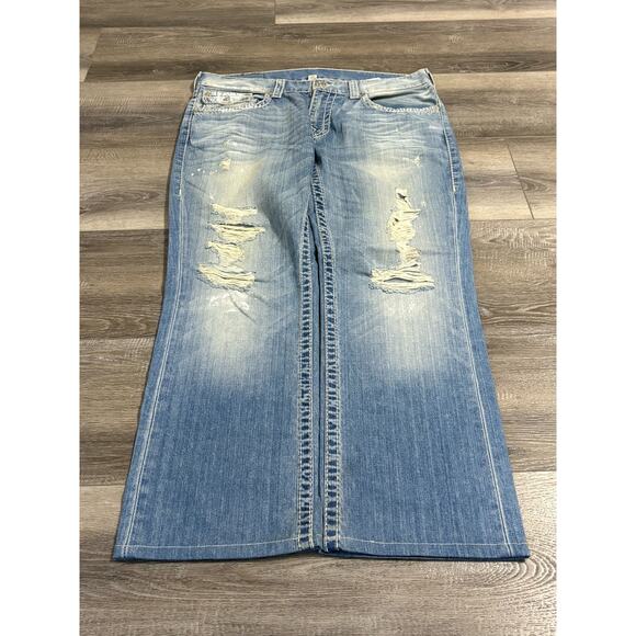 True Religion Distressed Light Wash Straight Leg Jeans Pants Y2K - Men’s 38x29 - Picture 3 of 12
